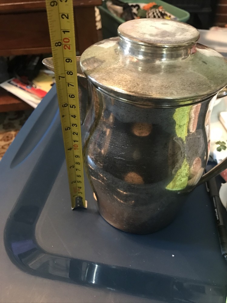 Vintage H S Silver On Copper Water Pitcher
