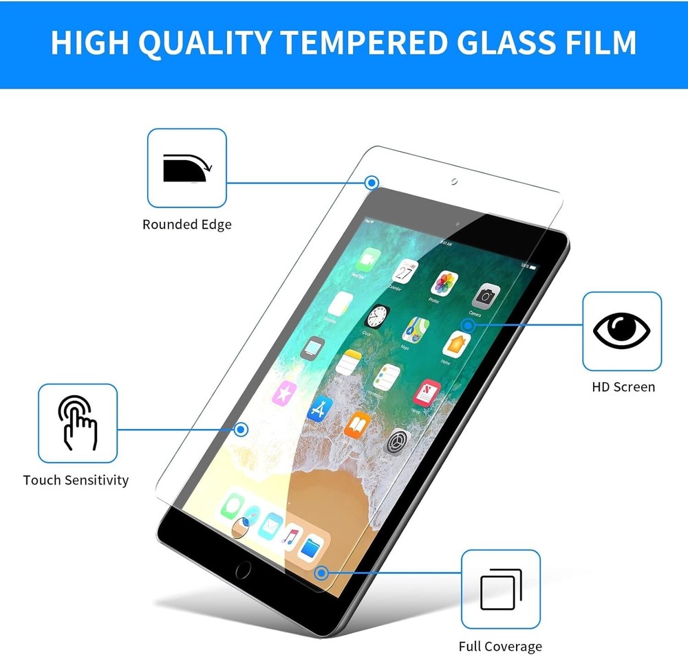 2 Pack iPad 9.7 inch 6th/ 5th Screen Protector Tempered Glass Scratch Resistant