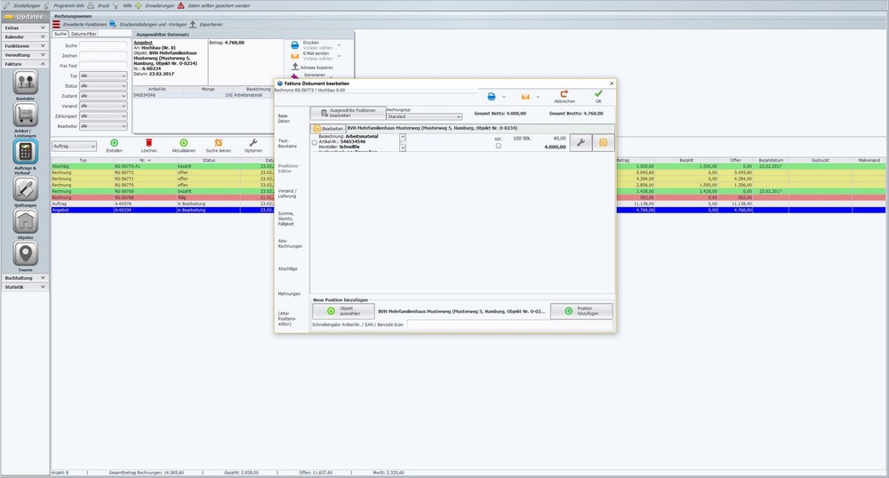 Faktura Manager Hausmeister Software Programm, EDV Verwaltung,Rechnungsprogramm