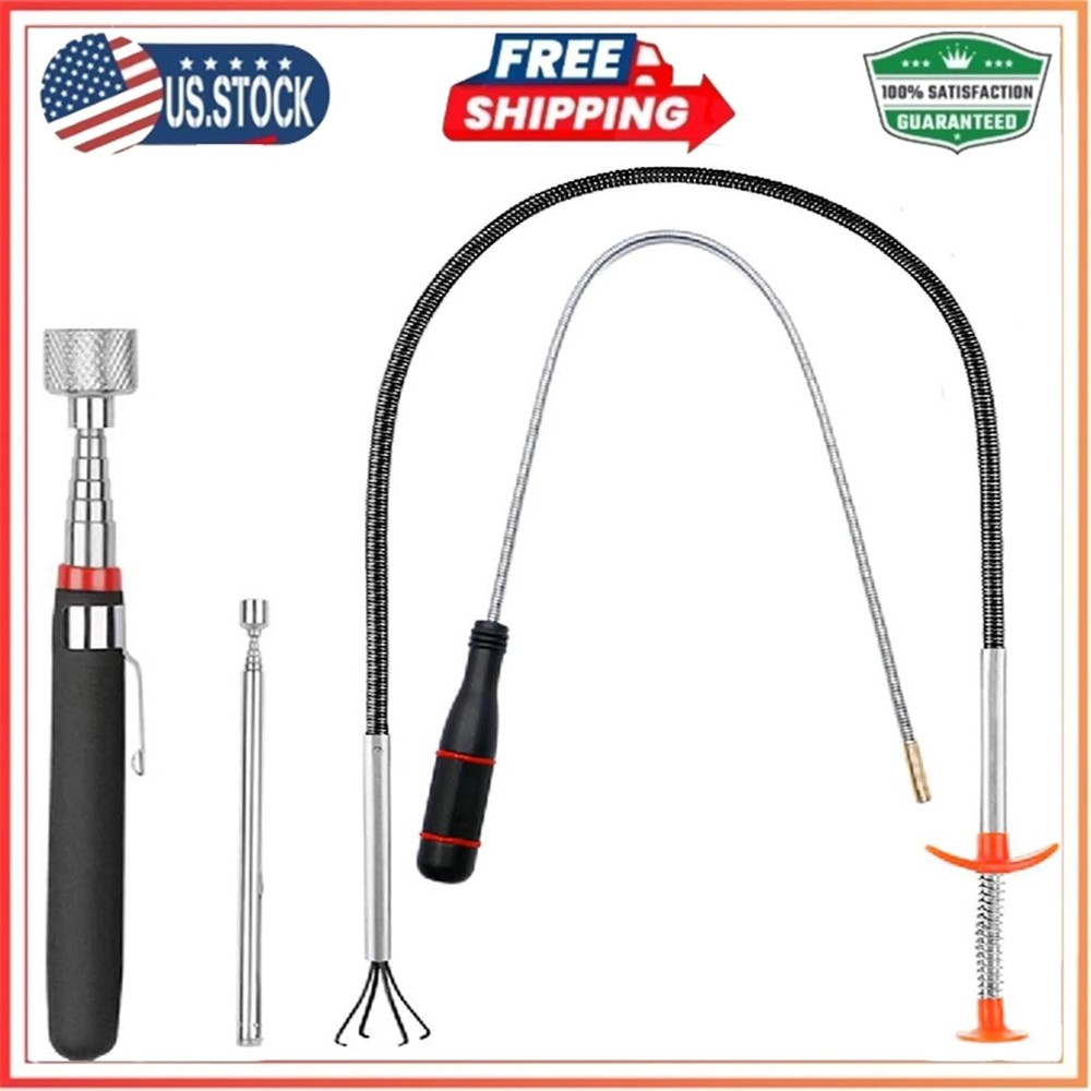 4 Pack Telescoping Magnet Pick-Up Tool Set - Retrieving Pickup Tools Extendable