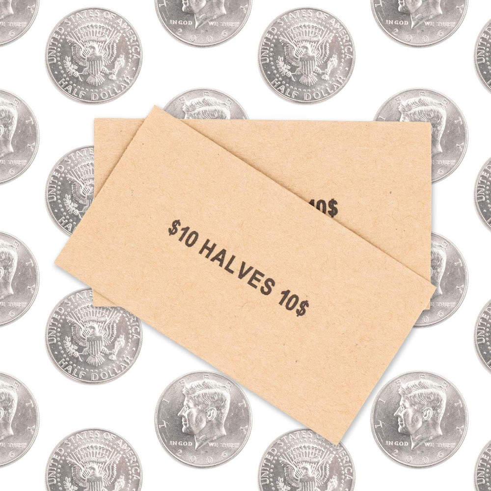 Half Dollar Flat Coin Wrappers, Solid Bundle of 100