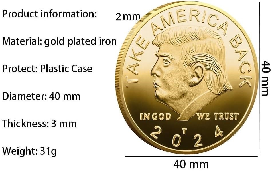 2024 President Donald Trump Commemorative Coin Take America Back Metal Coin Gold