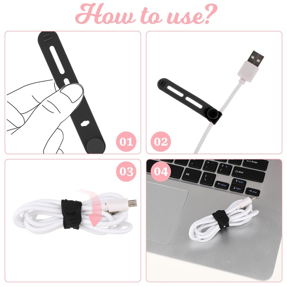 Molain Reusable Cable Ties, 20Pcs Adjustable Silicone Multifunctional Cable S...