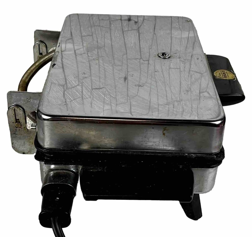 VTG Rival Chrome Waffle Maker Rectangle Pizzerella Tested and Working MCM Retro