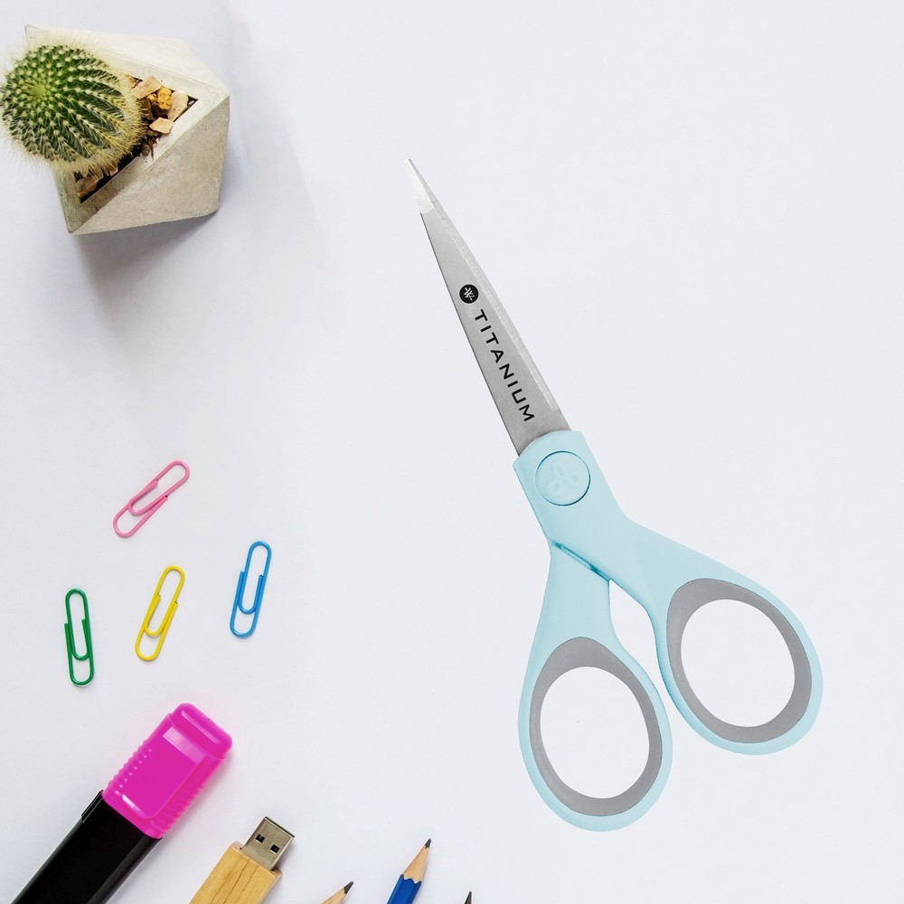 Titanium Bonded Micro-Tip Crafting Scissors, Light Blue Precision Sewing and
