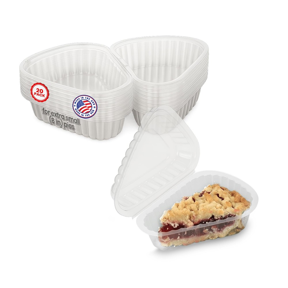 Hinged Extra Small Plastic Pie, Cheesecake, Cake Slice Container for Small Pi...