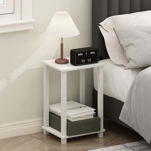 Simplistic Night Stand, 2-Tier Small 1-Pack White/White 2-Tier, Square Tubes