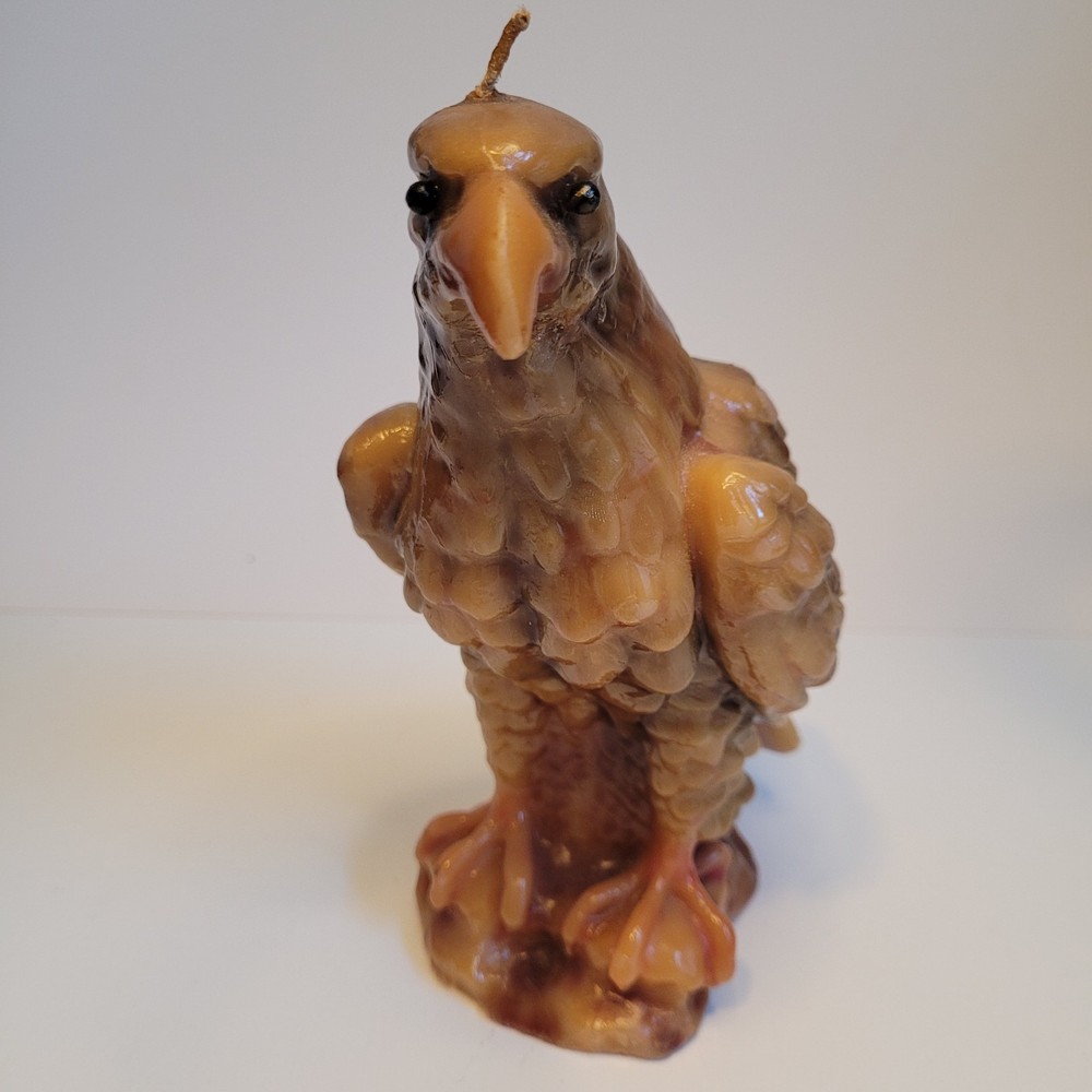 Vintage Solid Wax Bald Eagle Sculpted Candle 7" Tall Never Lit Nice See Descript