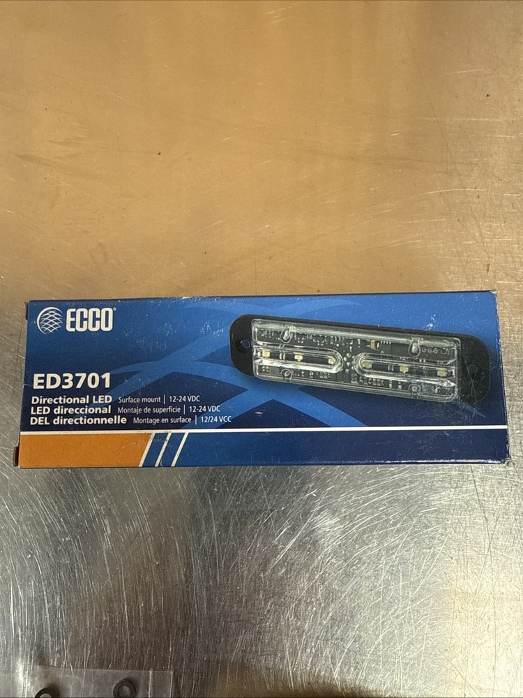 ECCO Directional LED Warning Strobe Light ED3701C Clear Surface Mount 12-24 VDC
