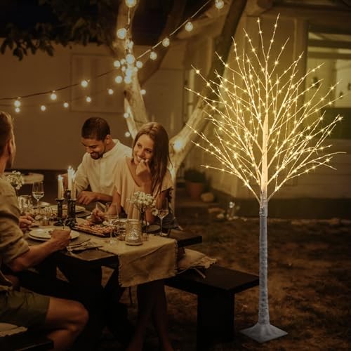500 LED Lighted Birch Tree with Twinkle Lights, LED Birch Tree with Timer 6FT