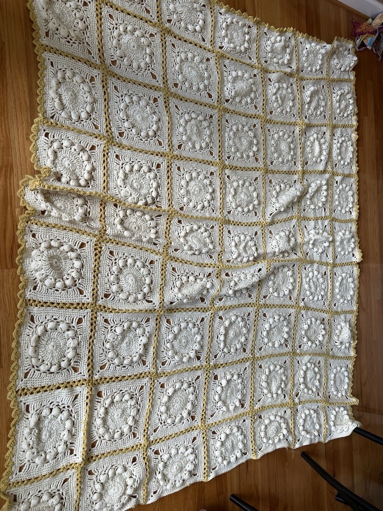 Popcorn Crochet Large Handmade Blanket