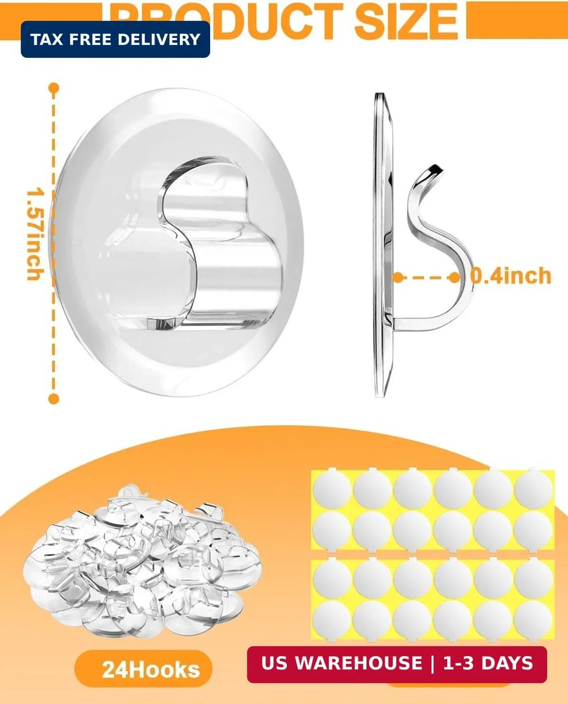 Light Clips for Outside String Lights: 24 Pack Adhesive Hooks for Outdoor String