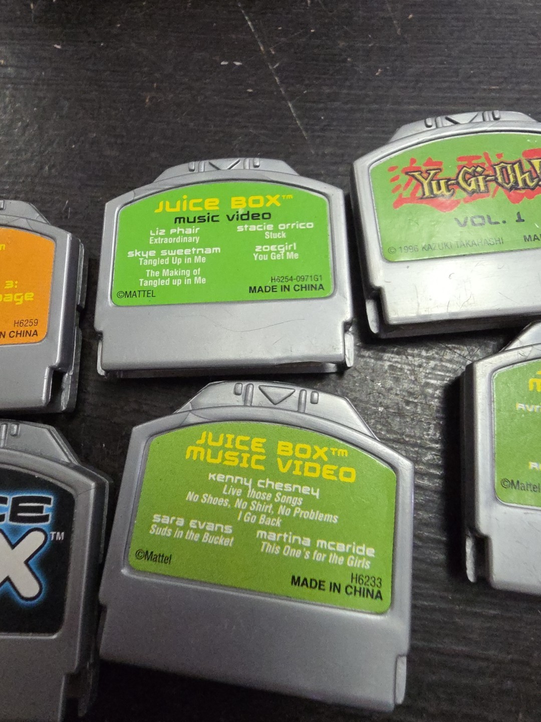 Mattel Juice Box Media Cartridges Lot Of 7 With Case Music Yugioh Sonicx Chesney