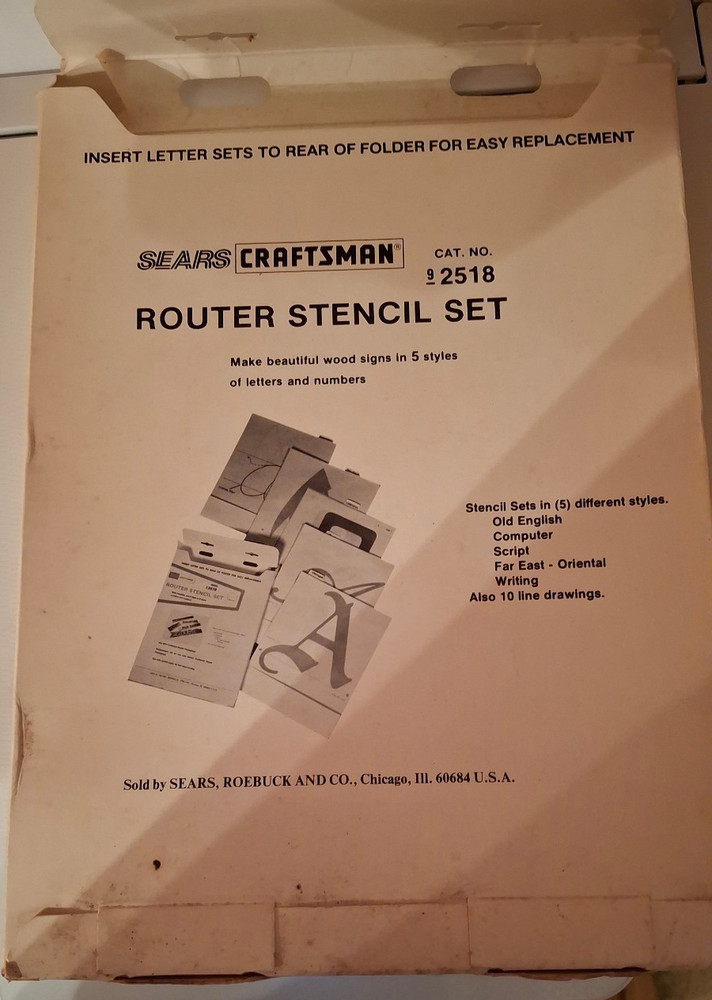 Sears Craftsman Router Stencil Set Model 2518