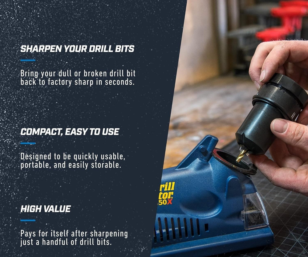 DD350X Drill Bit Sharpener - 3/32" to 1/2" - Electric Sharpener - High Speed