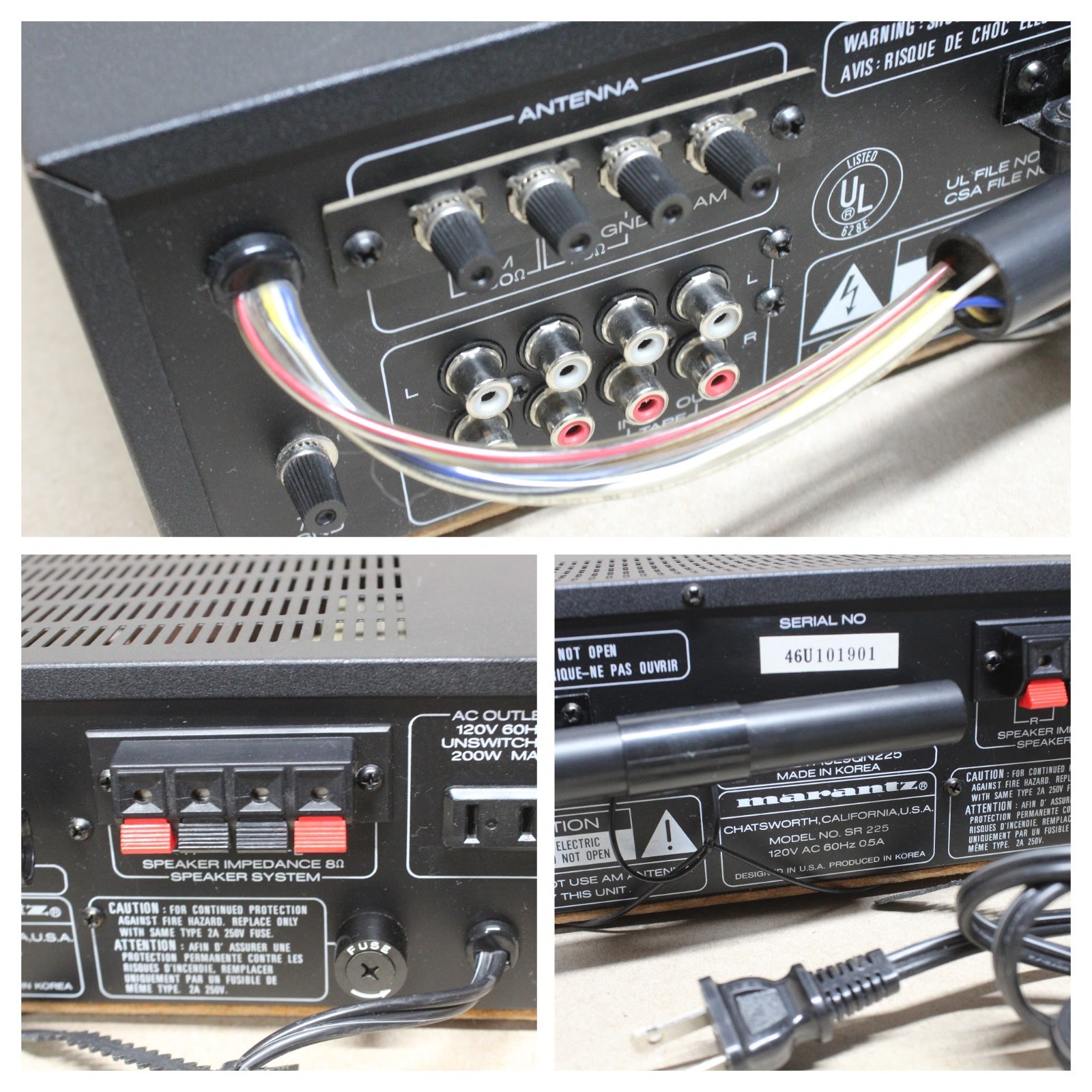 MARANTZ SR225 VINTAGE Stereo Receiver - Great Rich Sound. TESTED but SOLD AS-IS