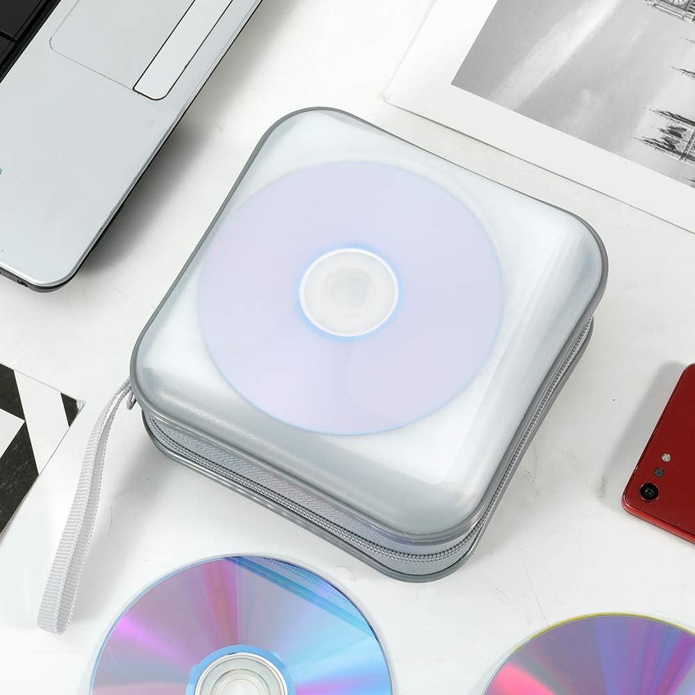 CD Case, CD/DVD Case Wallet 40 Capacity Protective VCD Storage White