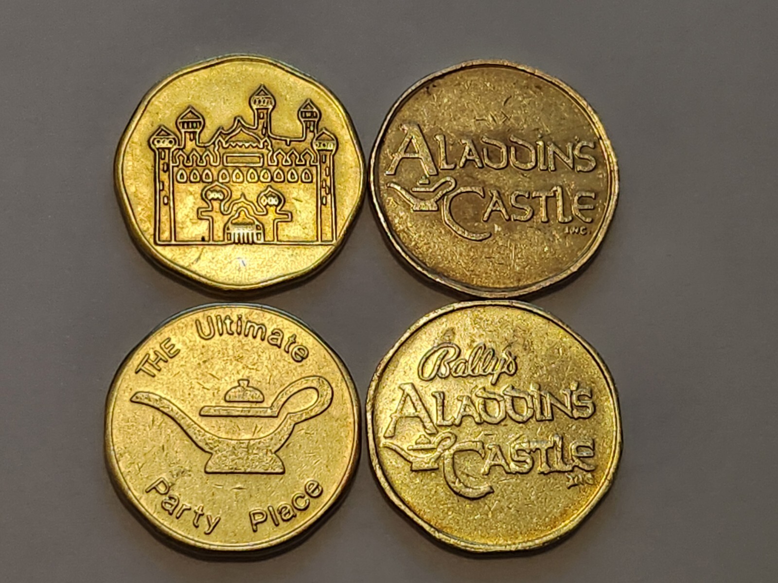 ALADDIN'S CASTLE - 4 Coin Complete Set - GENIE/CASTLE, ALADDIN'S LAMP