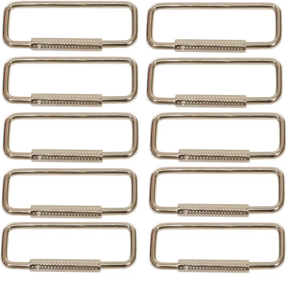 10-Pack Spring Sleeve Rectangular Key Ring D Shaped Vintage Style Nickel Plated