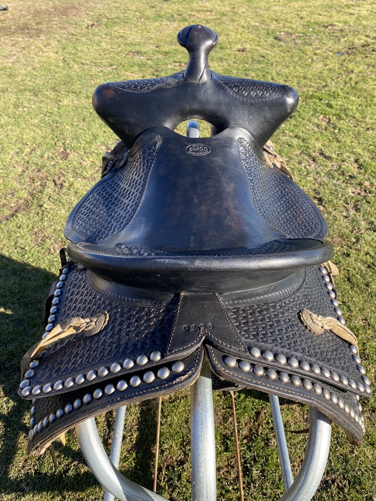 Vintage/Antique 14" Simco Western parade saddle w/silver studs, tapaderos