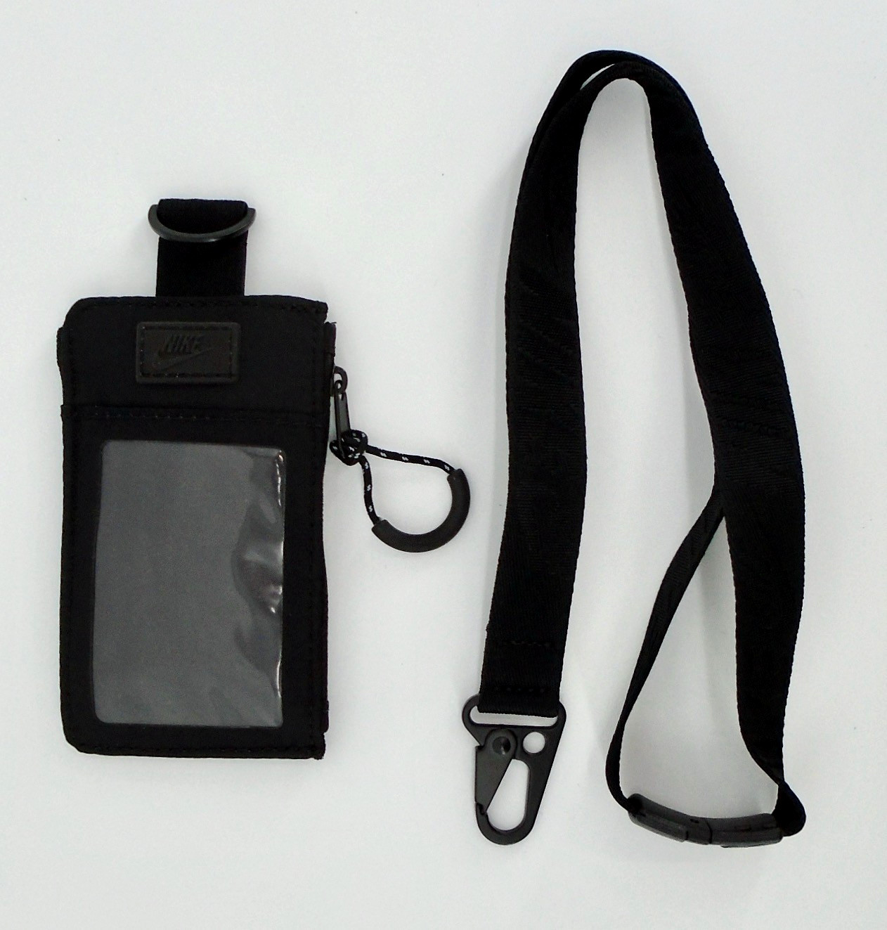 Nike Tech ID Badge Zip Lanyard Key Holder Adult Black