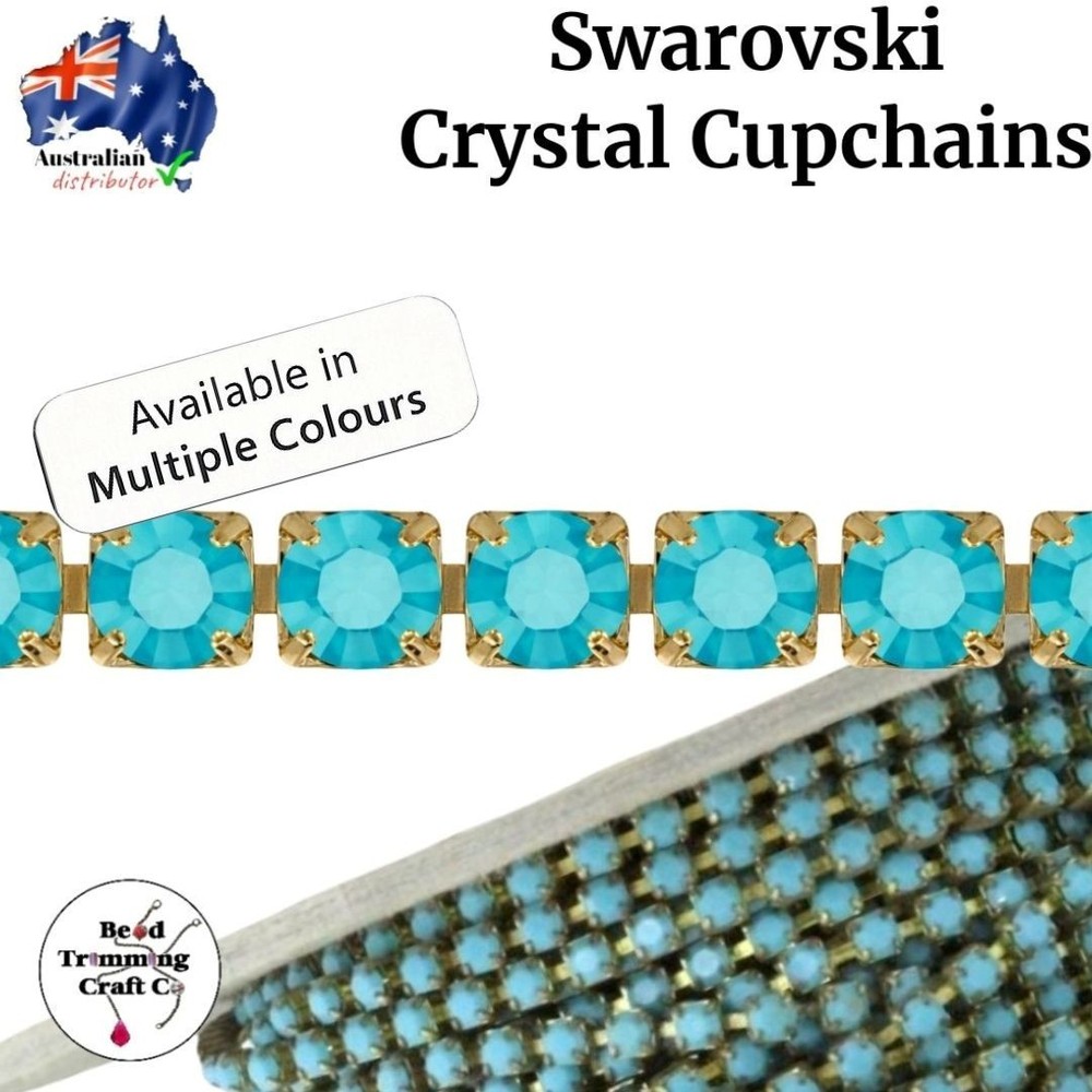 Swarovski Crystal Cupchain - Turquoise - Raw.  1 Meter per pack.