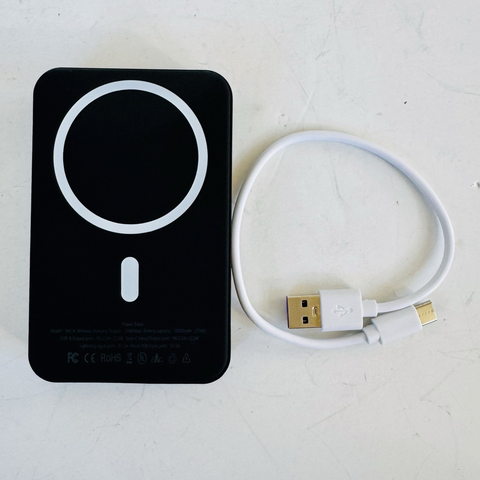 Ultra-thin Mini Power Bank Portable Quick Charge LED Display Super Current Black