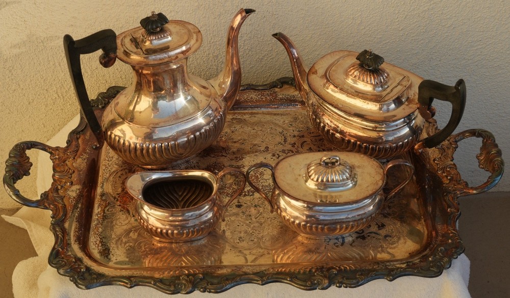 Vintage 5 Piece Tea Set with Tray - Silver Plated Stamped EPNS A1