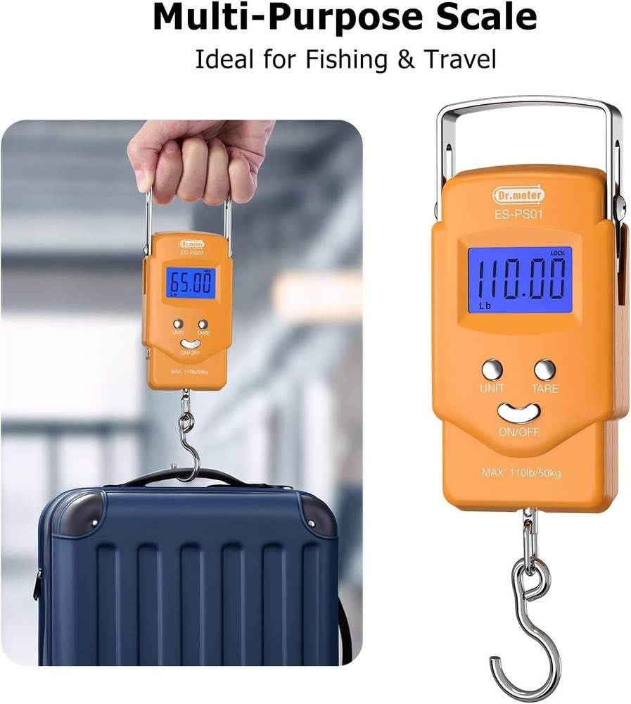 Accurate Fish Scale with 110lb Capacity, Backlit Display & Auto Shut Off Feature