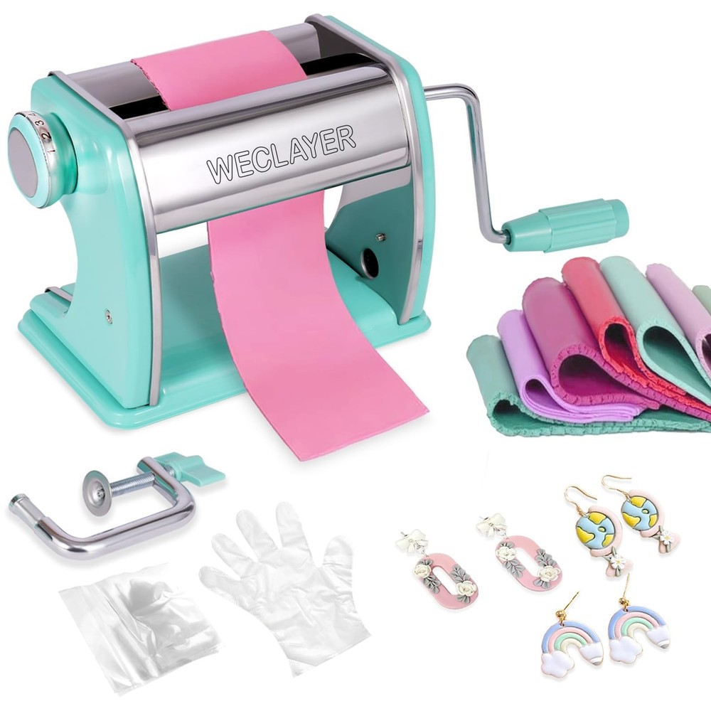 Polymer Clay Press Machine,Clay Roller Machine,Includes Non-Stick Sheets,Glov...