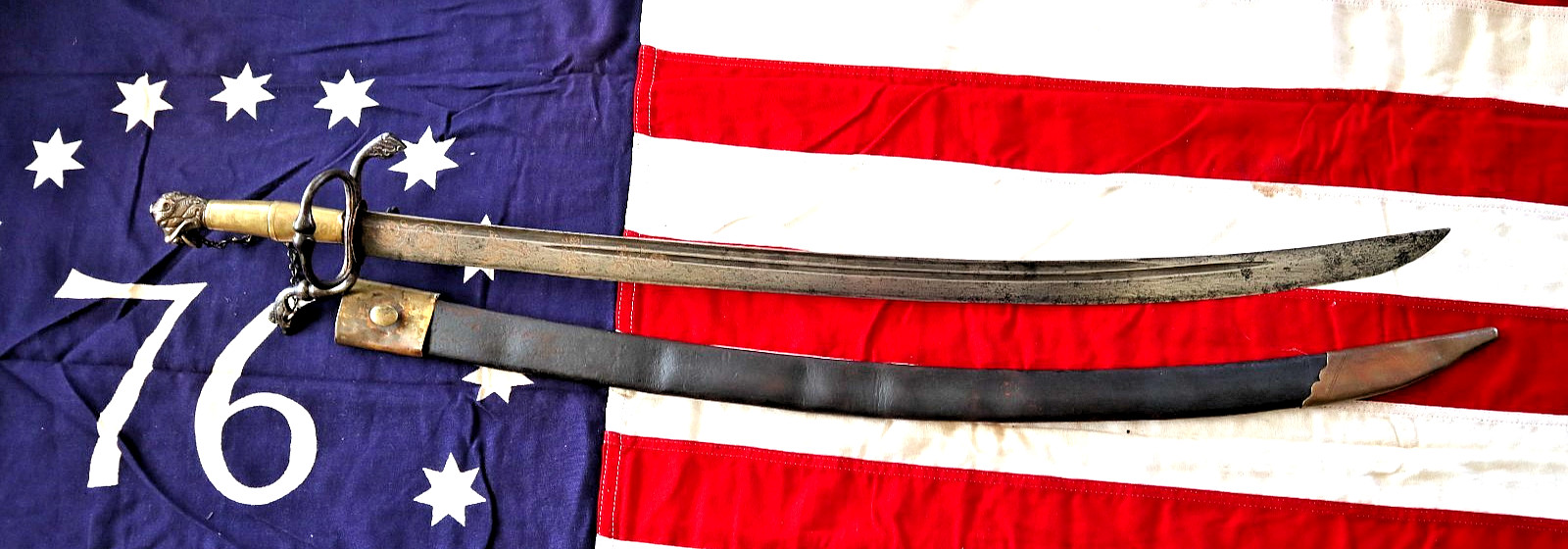 FRENCH INDIAN WAR REVOLUTIONARY WAR, GERMAN DOG HEAD SWORD CIRCA 1730-40
