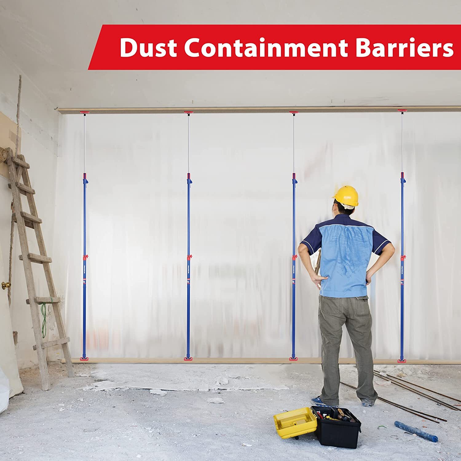 WORKPRO Cabinet Jack Support Pole 54-114 Inches Steel 2-Pk with 154 lbs Capacity