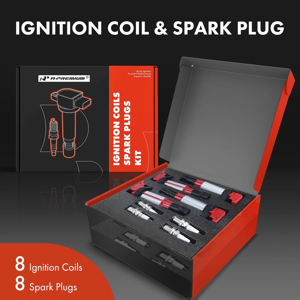 8x Red Ignition Coil & IRIDIUM Spark Plug Kits for BMW E60 545i E63 E64 E65 E66