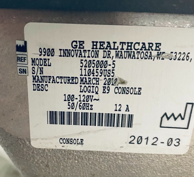 GE Logiq E9 Ultrasound System [DOM:2012]