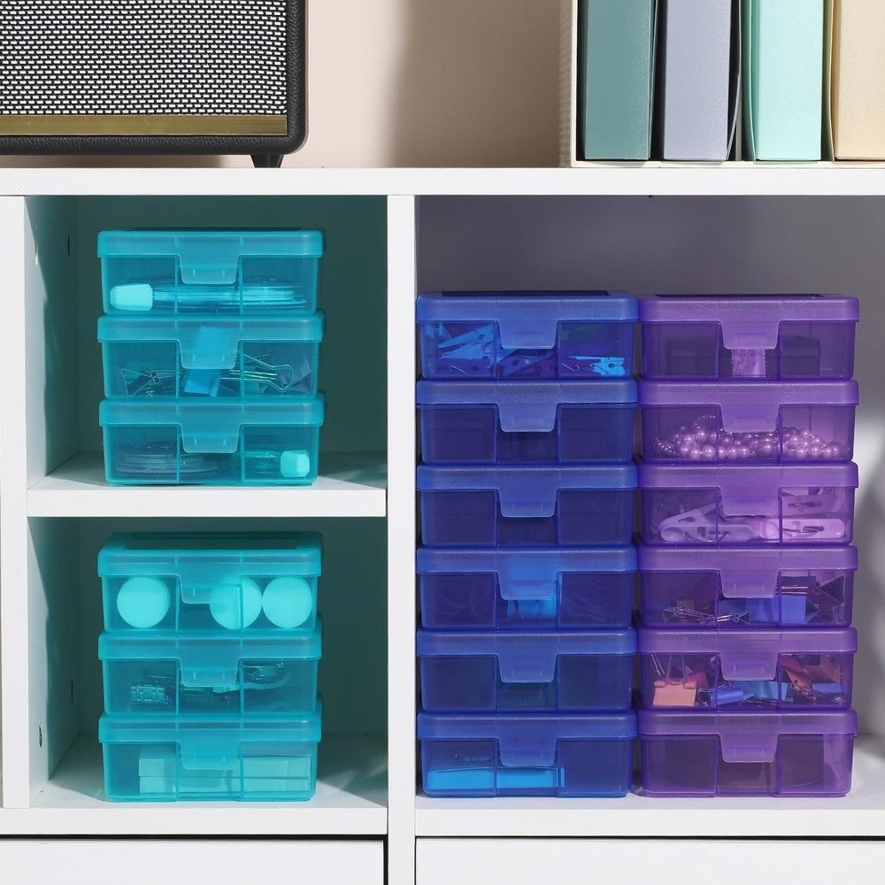18 Pack Small Plastic Storage Containers Clear Arts & Crafts Storage Boxes & ...