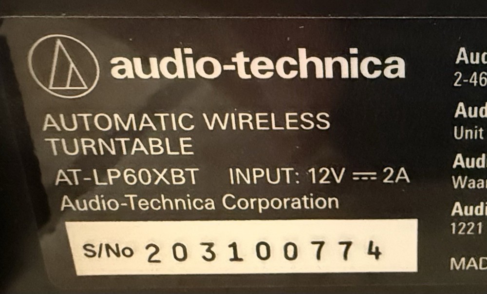 Audio-Technica AT-LP60XBT Bluetooth Automatic Belt-Drive Turntable PRO SERVICED