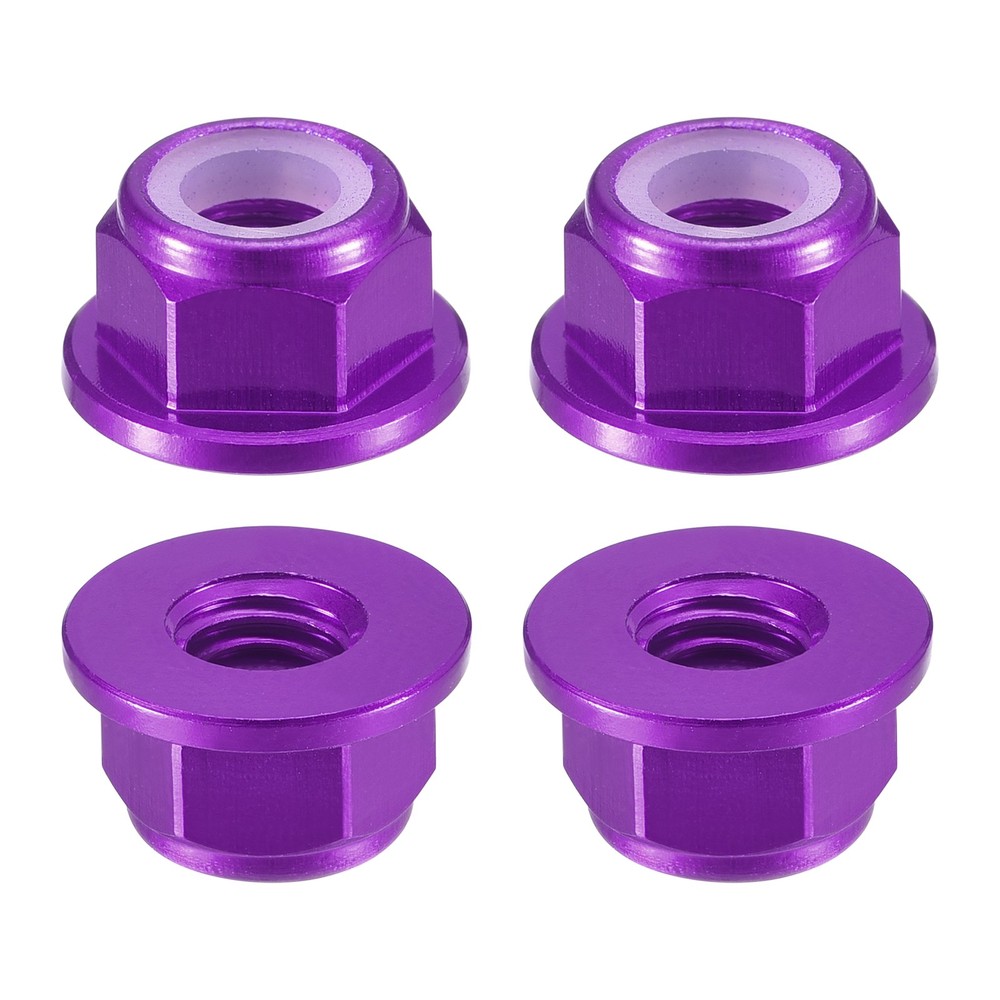 Nylon Insert Hex Lock Nuts, 4pcs - M4x0.7mm Self-Locking Nut(Purple)