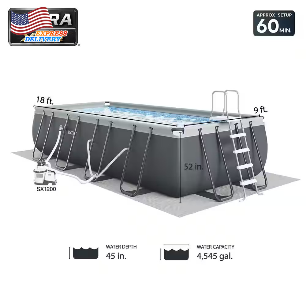 Ultra XTR 18 Ft. X 9 Ft. Rectangular 52" Deep Hard Sided above Ground Pool Set