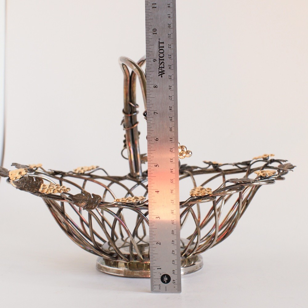 GODINGER Silver ART Vineyard GRAPE VINE SILVER PLATED BASKET with Handle
