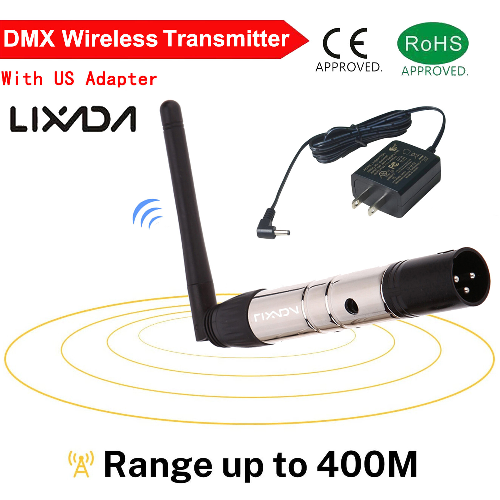 Lixada 2.4G ISM DMX512 Wireless XLR Transmitter Receiver for Stage Lighting R8F3