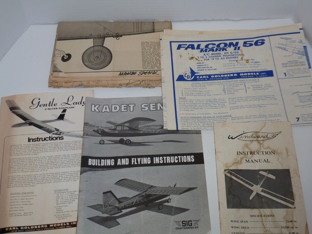 LARGE VINTAGE U-CONTROL - R/C PLANS - INSTRUCTIONS