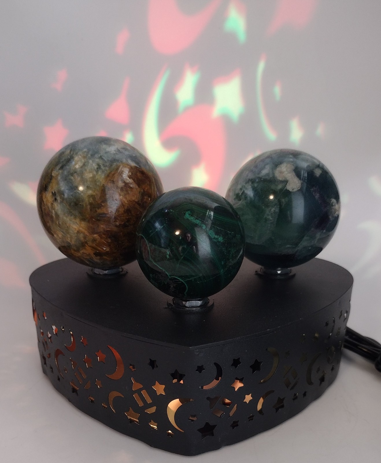 USB Rotating LED Crystal Sphere Stand Crystal Ball Display Base Color Changing