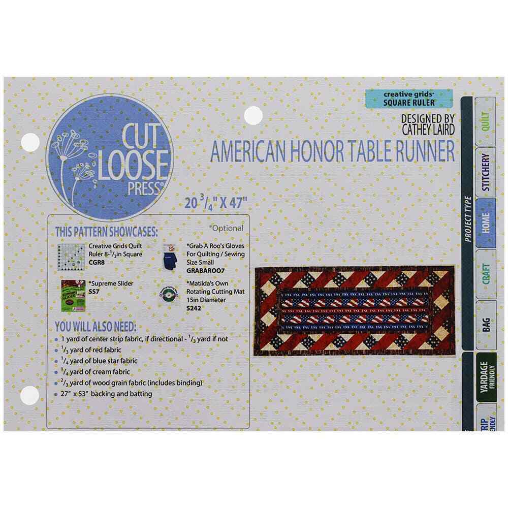 Cut Loose Press, American Honor Table Runner Pattern