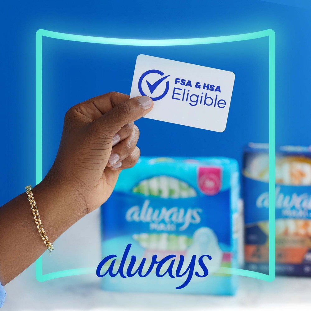 Always Maxi Pads without Wings, Size 4, Overnight Absorbency, 28 CT