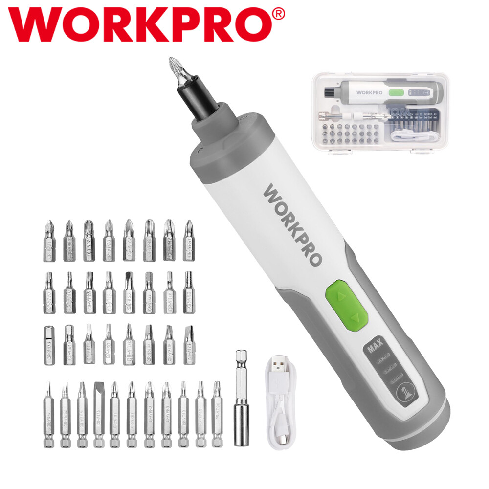 WORKPRO 4V Rechargeable Electric Screwdriver Cordless Screwdriver Set with 35Bit