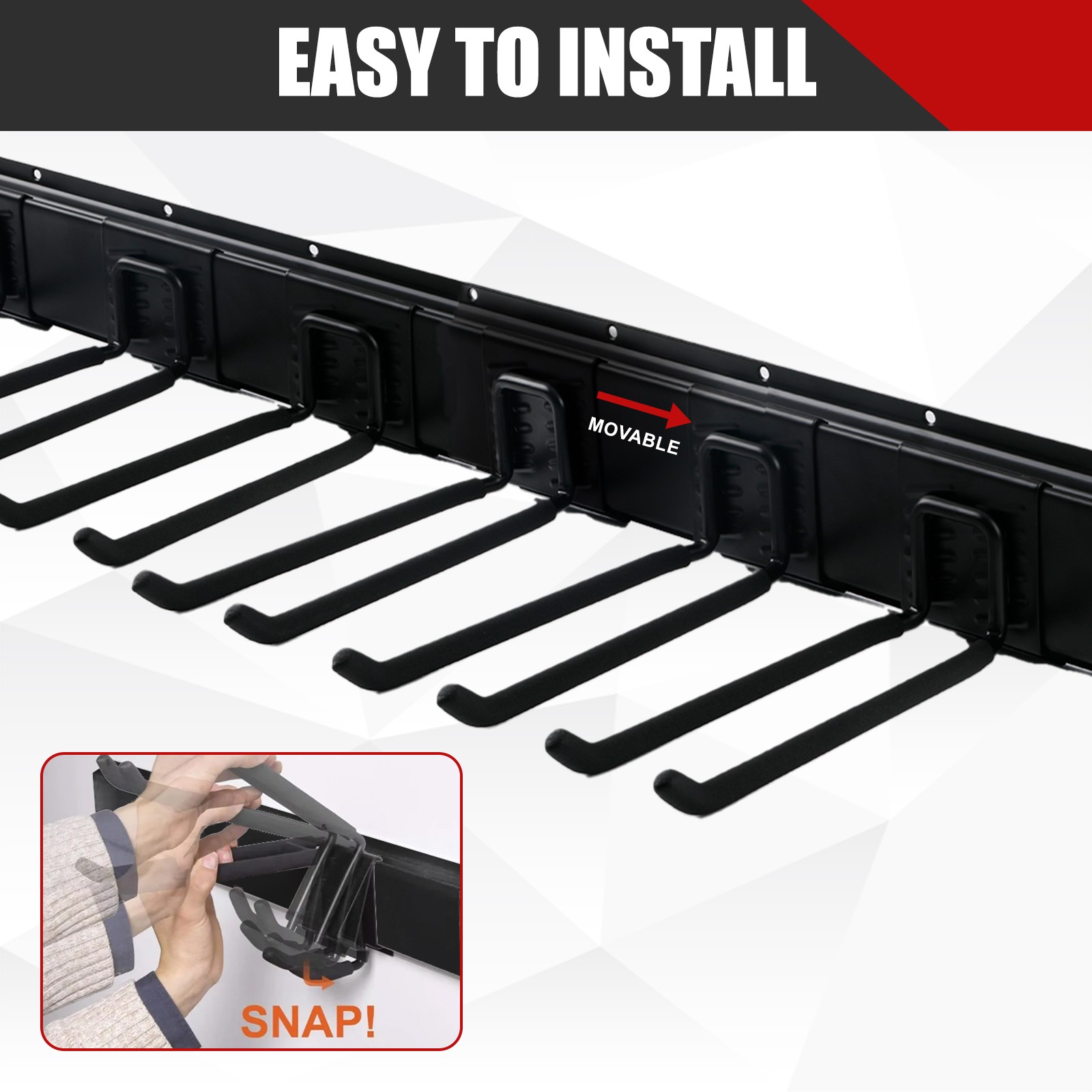 Garden Tool Organizer Wall Mount 48 Inch Black Metal Garage Storage Rack Heavy