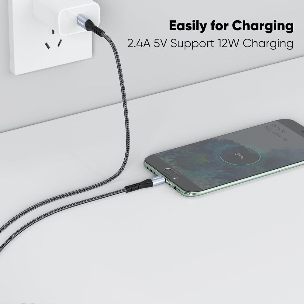 USB C to Micro USB Cable 6 Inch Short, 480Mbps Data Transfer & 12W Charging USB-