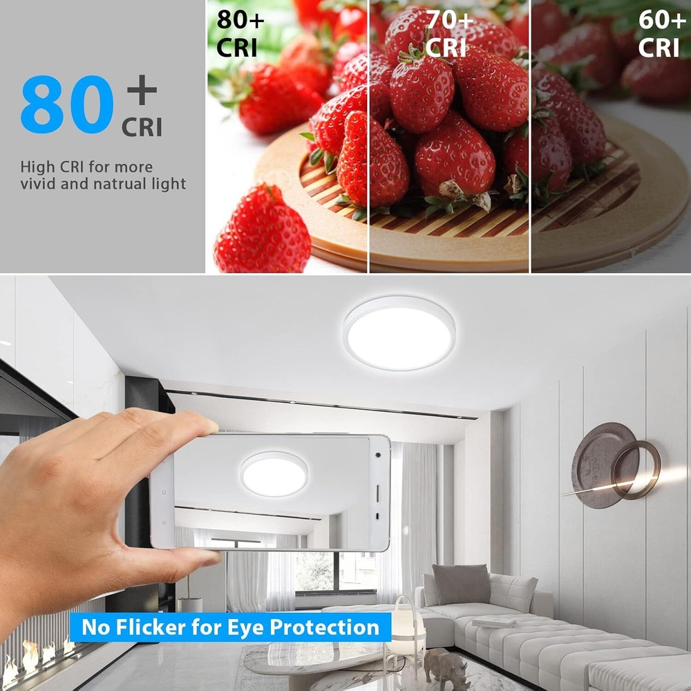 Unicozin Dimmable Ceiling Light with Remote Control, 8.7inch-Round, White