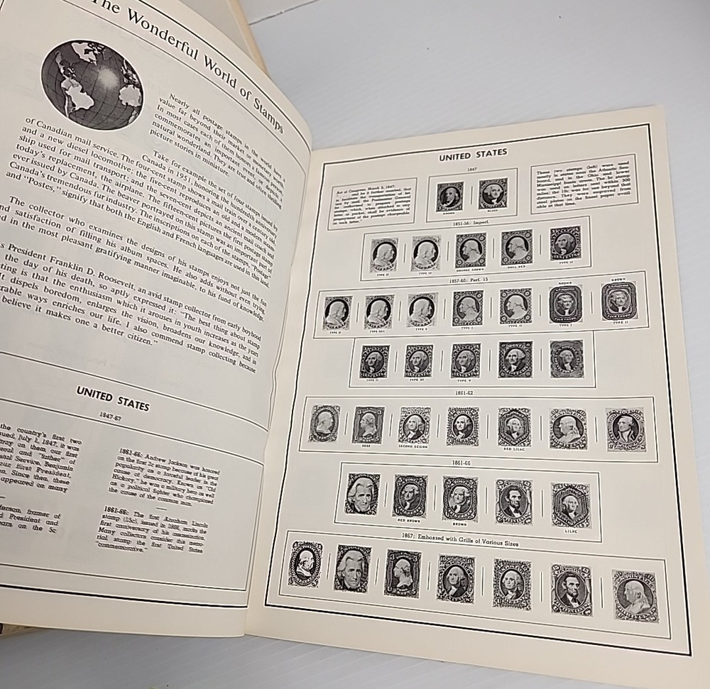 Harris Pioneer World Wide Postage Stamp Album 1977 180+ Stamps Collection & USA