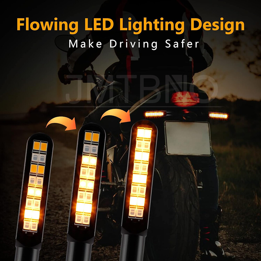 Motorcycle LED Turn Signal Light Sequential Flowing Amber Red Tail Light Blinker